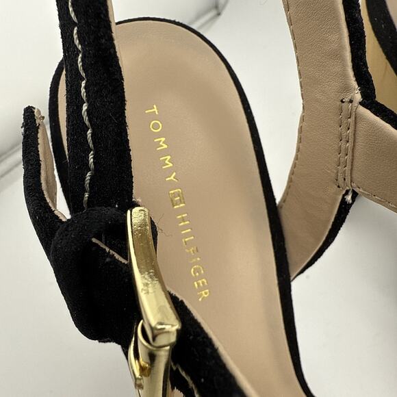 Tommy Hilfiger Women's Weslee Women’s 8.5 Black Suede Platform Heeled Sandal NEW - Picture 2 of 16